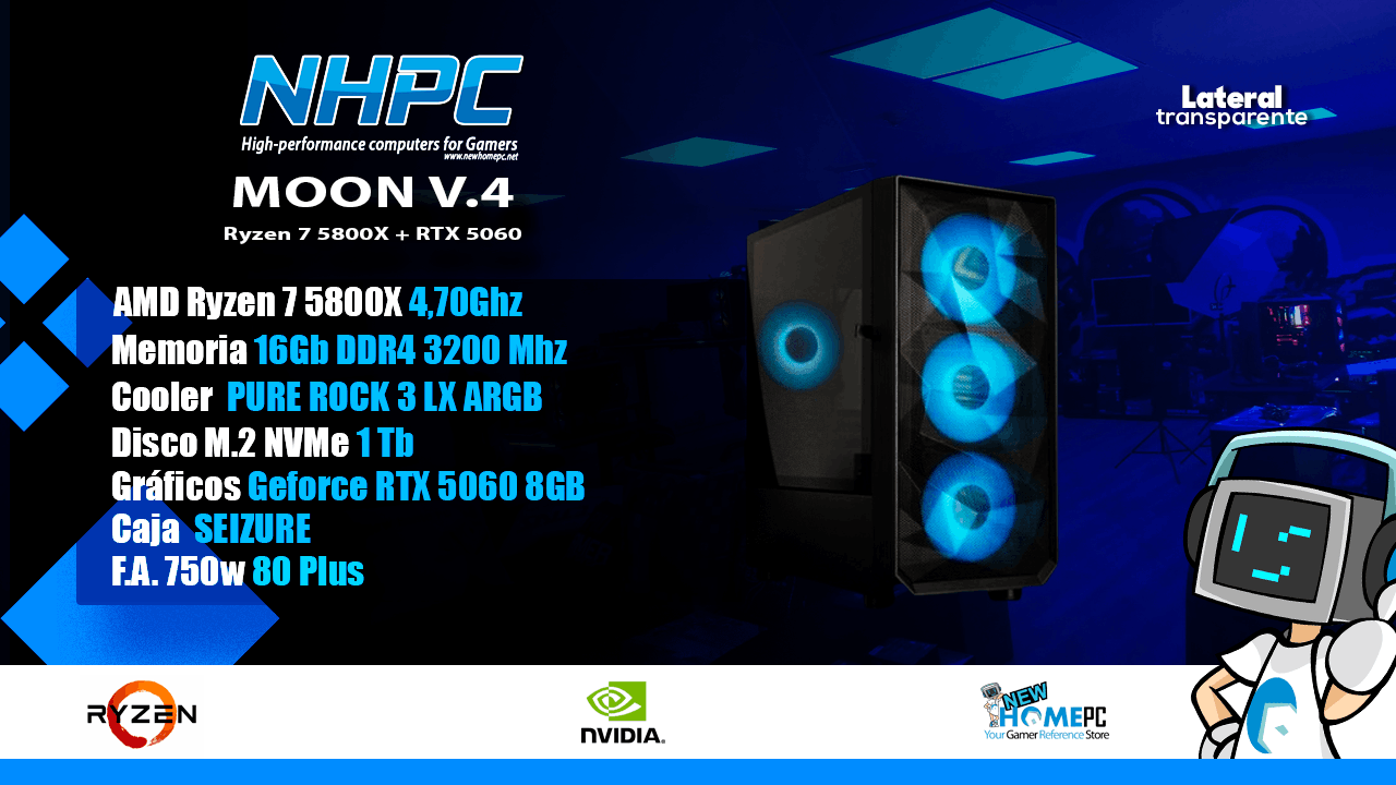 PC GAMING NHPC MOON V4 / Ryzen 7 5800X / 16GB / 1TB / RTX 5060